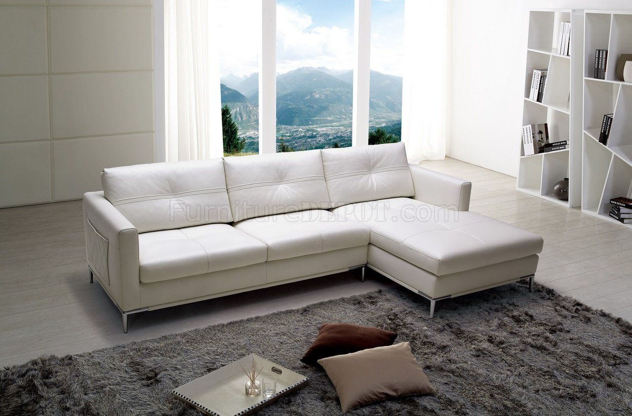 Slim Sectional Sofabeverly Hills In White Full Leather For Sectional Sofas In White (View 6 of 15)
