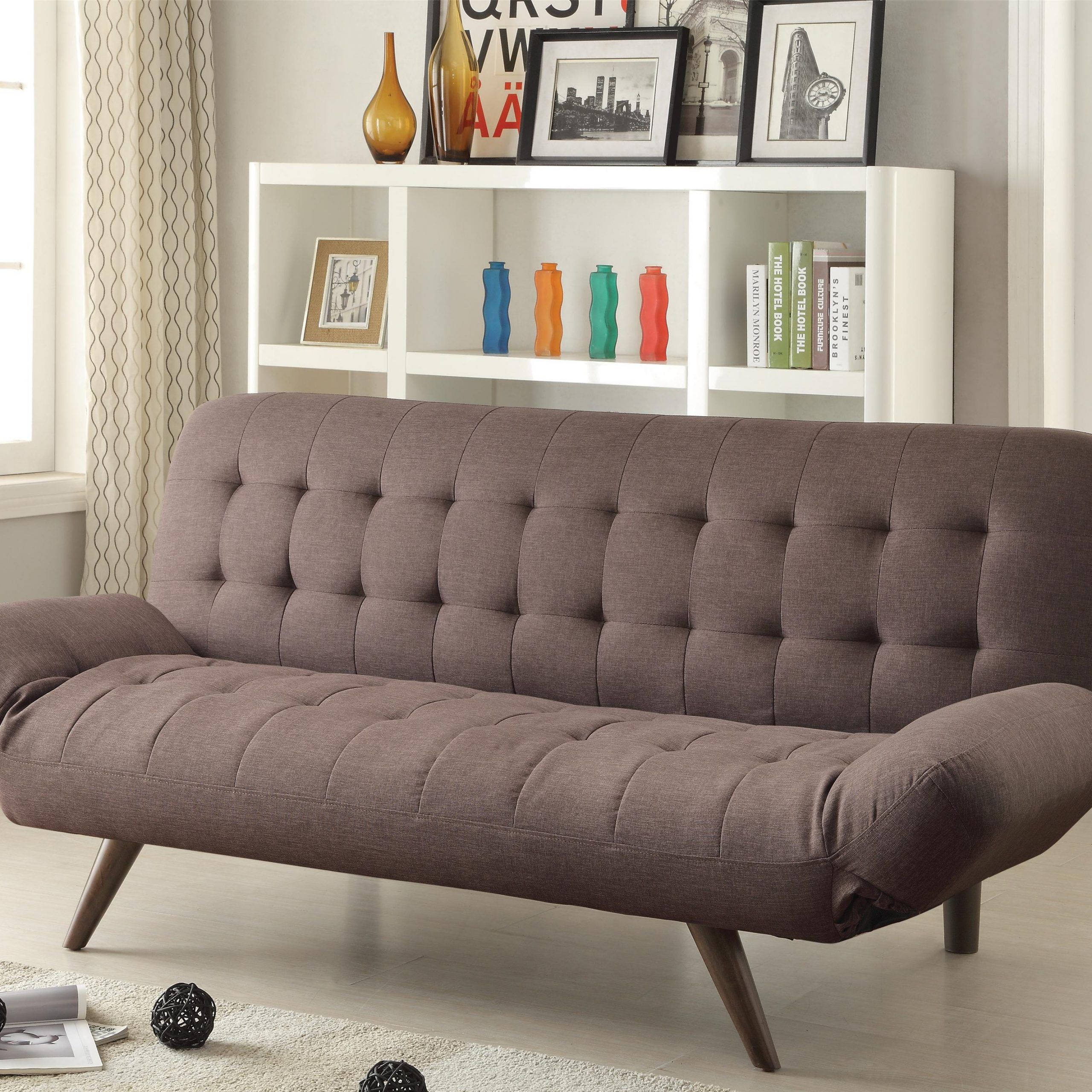 Sofa Beds And Futons Retro Modern Sofa Bed With Tufting Regarding Easton Small Space Sectional Futon Sofas (Photo 8 of 15)