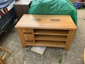 Solid Oak Tv Unit Good Condition With Drawers And Shelves Within Famous Corona Pine 2 Door 1 Shelf Flat Screen Tv Unit Stands (Photo 7 of 15)