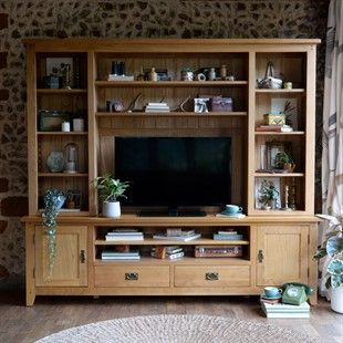 Solid Wood Oak, Pine & Painted Tv Stands & Tv Units – The Intended For 2018 Compton Ivory Extra Wide Tv Stands (View 7 of 15)