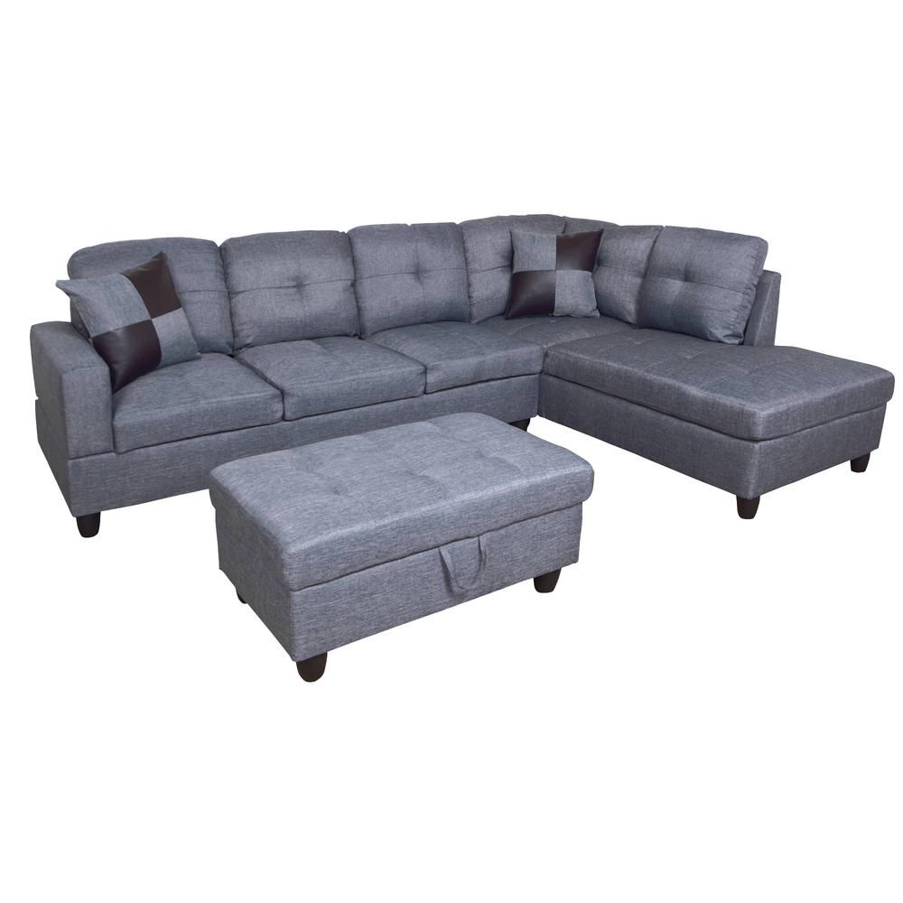 Star Home Living Dark Gray Microfiber 3 Seater Right Inside Kiefer Right Facing Sectional Sofas (View 3 of 15)