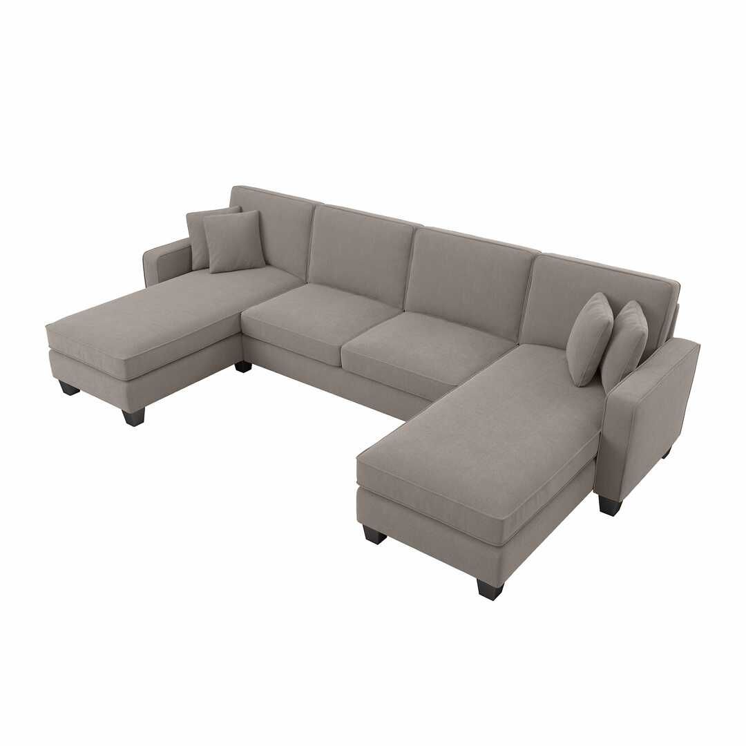 Stockton 130W Sectional Couch With Double Chaise Lounge Pertaining To 130" Stockton Sectional Couches With Double Chaise Lounge Herringbone Fabric (View 2 of 15)