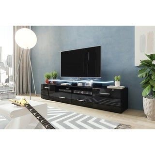 Strick & Bolton Sparkes 77 Inch High Gloss Tv Stand With In Widely Used Milano 200 Wall Mounted Floating Led 79" Tv Stands (Photo 11 of 15)