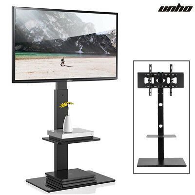 & Strong 32 65" Swivel Tilt Floor Tv Stand Mount In With Most Up To Date Floor Tv Stands With Swivel Mount And Tempered Glass Shelves For Storage (View 1 of 15)