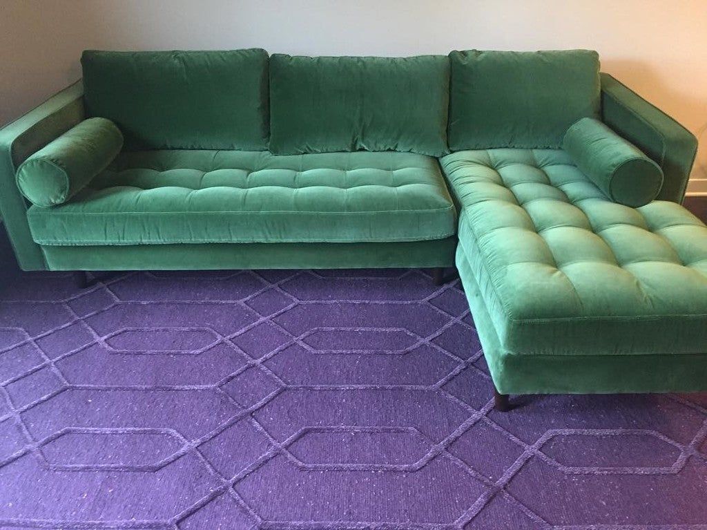 Sven Grass Green Right Sectional Sofa In 2020 | Sectional In Florence Mid Century Modern Velvet Right Sectional Sofas (View 2 of 15)