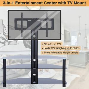 Swivel Glass Tv Stand With Mount Height Adjustable For 32 For Best And Newest Swivel Floor Tv Stands Height Adjustable (Photo 12 of 15)