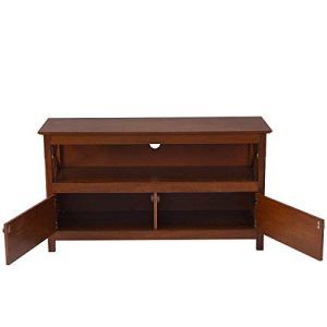 Tangkula Wood Tv Stand, Modern Multipurpose Home Furniture Throughout Famous Mainstays Payton View Tv Stands With 2 Bins (Photo 4 of 15)