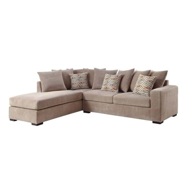 Taupe Chenille Reversible Sectional Sofa With Chaise With Regard To Clifton Reversible Sectional Sofas With Pillows (View 2 of 15)