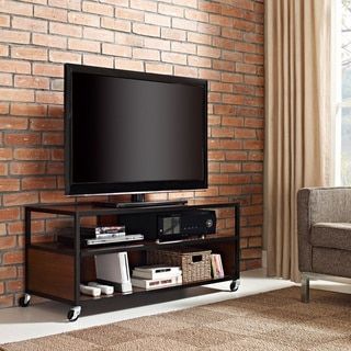 The Ameriwood Home Mason Ridge Mobile 46 Inch Tv Stand In Well Known Modern Tv Stands In Oak Wood And Black Accents With Storage Doors (Photo 4 of 15)