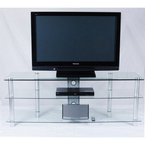 Tier One Designs Clear Glass And Aluminum Tv Stand With Inside Latest Tier Entertainment Tv Stands In Black (Photo 7 of 15)