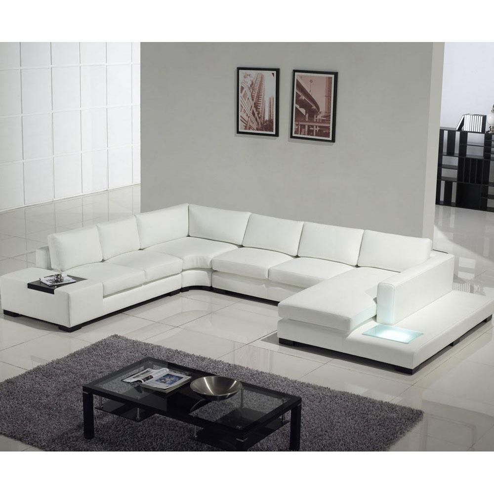 Tosh Furniture Modern Leather Sectional Sofa With Built In Inside 3Pc Ledgemere Modern Sectional Sofas (View 4 of 15)