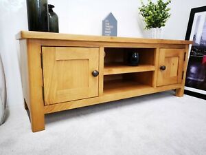 Trendy Dillon Oak Extra Wide Tv Stands Within Dovedale Oak Large Tv Unit / Rustic Solid Media Stand (View 14 of 15)