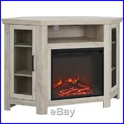 Trendy Exhibit Corner Tv Stands With Regard To Electric Corner Fireplace Tv Stand White Oak Media Wood (View 6 of 15)