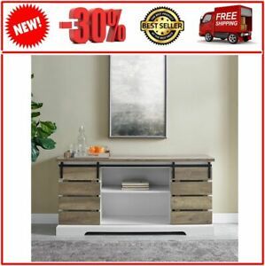 Trendy Woven Paths Barn Door Tv Stands In Multiple Finishes With Woven Paths Farmhouse Sliding Slat Door Tv Stand For Tvs (View 6 of 15)