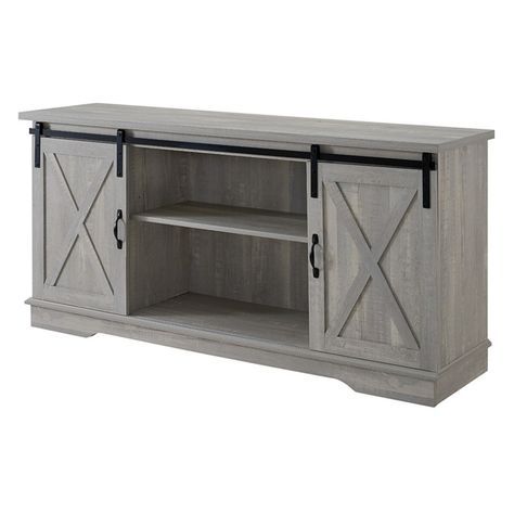 Featured Photo of 2024 Latest Jaxpety 58" Farmhouse Sliding Barn Door Tv Stands