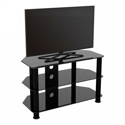 Tv Stand Modern Black Glass Unit For Up To 42" Inch Hd Lcd Regarding Well Known Corner Tv Stands For Tvs Up To 43" Black (View 7 of 15)