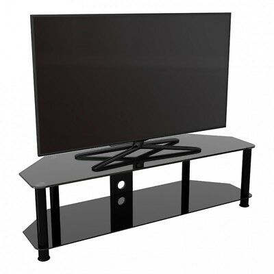 Tv Stand Modern Black Glass Unit Up To 65" Inch Hd Lcd Led Intended For Popular Glass Shelves Tv Stands For Tvs Up To 60&quot; (View 10 of 15)