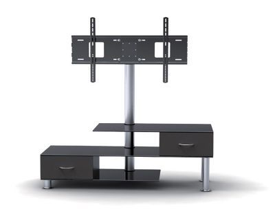 Tv Stand With Bracket And Drawers For Tvs 32 – 55 Inches Pertaining To Popular Glass Shelves Tv Stands For Tvs Up To 50&quot; (View 9 of 15)