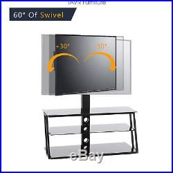 Tv Stand With Swivel Mount And Storage Shelves For 32 To For Best And Newest Floor Tv Stands With Swivel Mount And Tempered Glass Shelves For Storage (View 15 of 15)