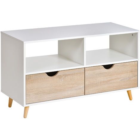 Featured Photo of 2024 Popular Tv Stands Cabinet Media Console Shelves 2 Drawers with Led Light