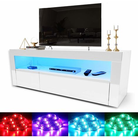 Tv Stands With Preferred Zimtown Modern Tv Stands High Gloss Media Console Cabinet With Led Shelf And Drawers (Photo 15 of 15)