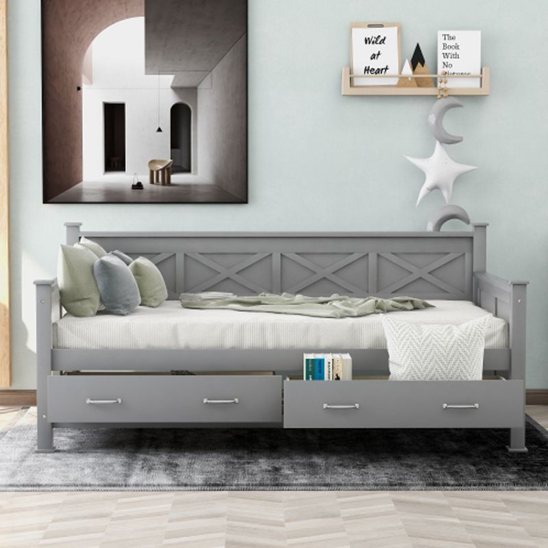 Twin Size Daybed Frame Pinewood Trundle Bed Sofa Withtwo Regarding Twin Nancy Sectional Sofa Beds With Storage (View 2 of 15)