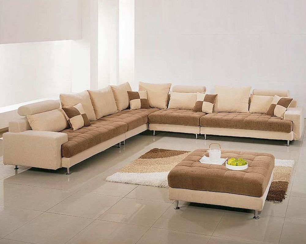 Two Tone Fabric Contemporary Sectional Sofa Set 44lg60b Regarding Mireille Modern And Contemporary Fabric Upholstered Sectional Sofas (Photo 2 of 15)