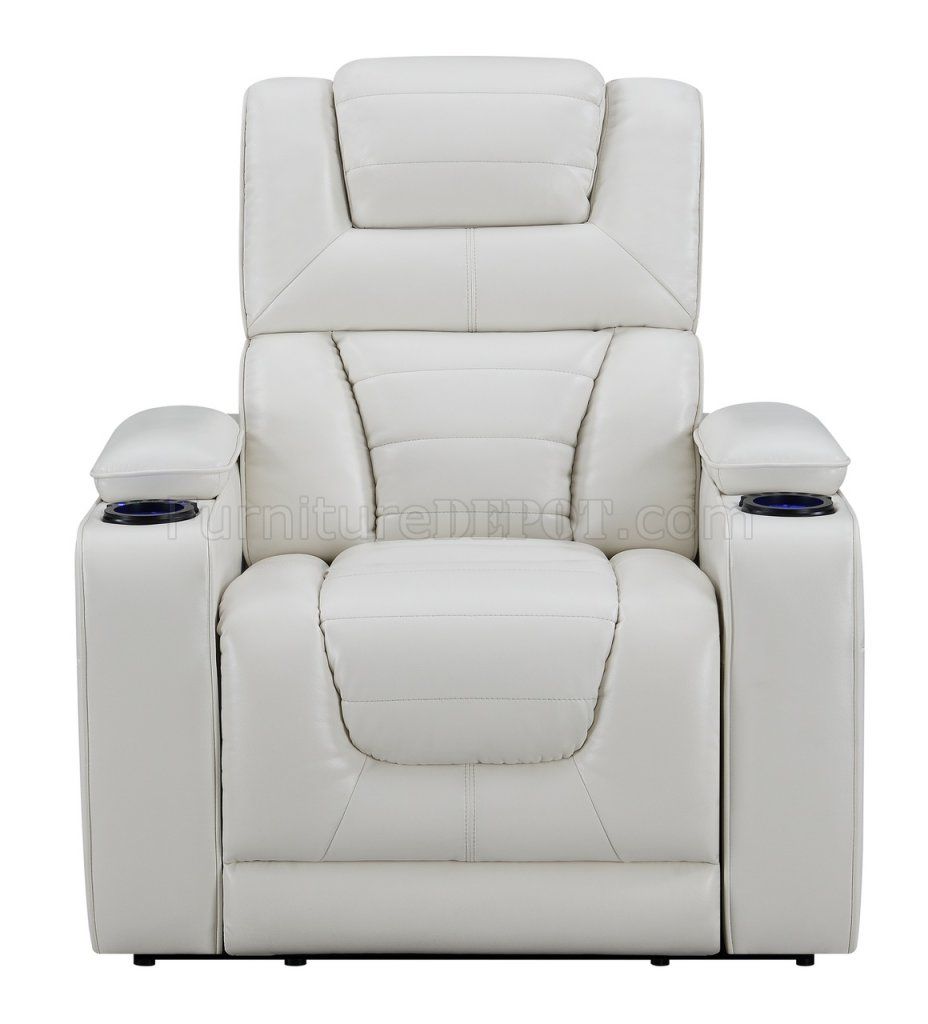 U1877 Power Motion Sofa In White Leather Gelglobal W Within Walker Gray Power Reclining Sofas (View 8 of 15)