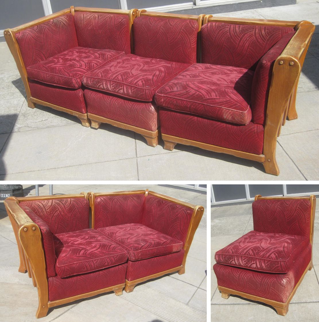 Uhuru Furniture & Collectibles: Sold – Red Velvet Sofa Intended For Strummer Velvet Sectional Sofas (View 13 of 15)