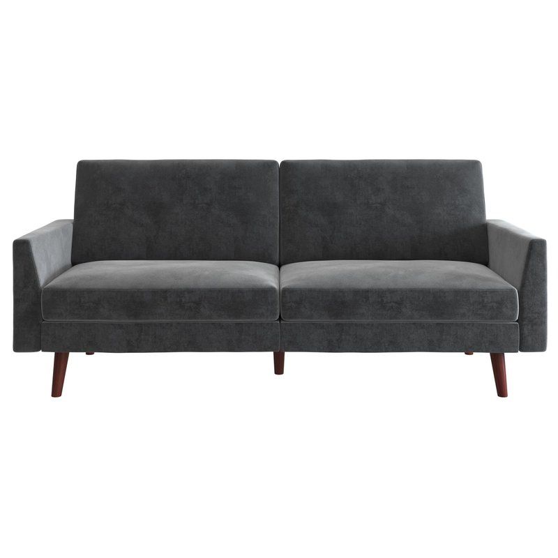Velvet Convertable Sofa (earle) | Wayfair | Grey Room In Debbie Coil Sectional Futon Sofas (View 11 of 15)