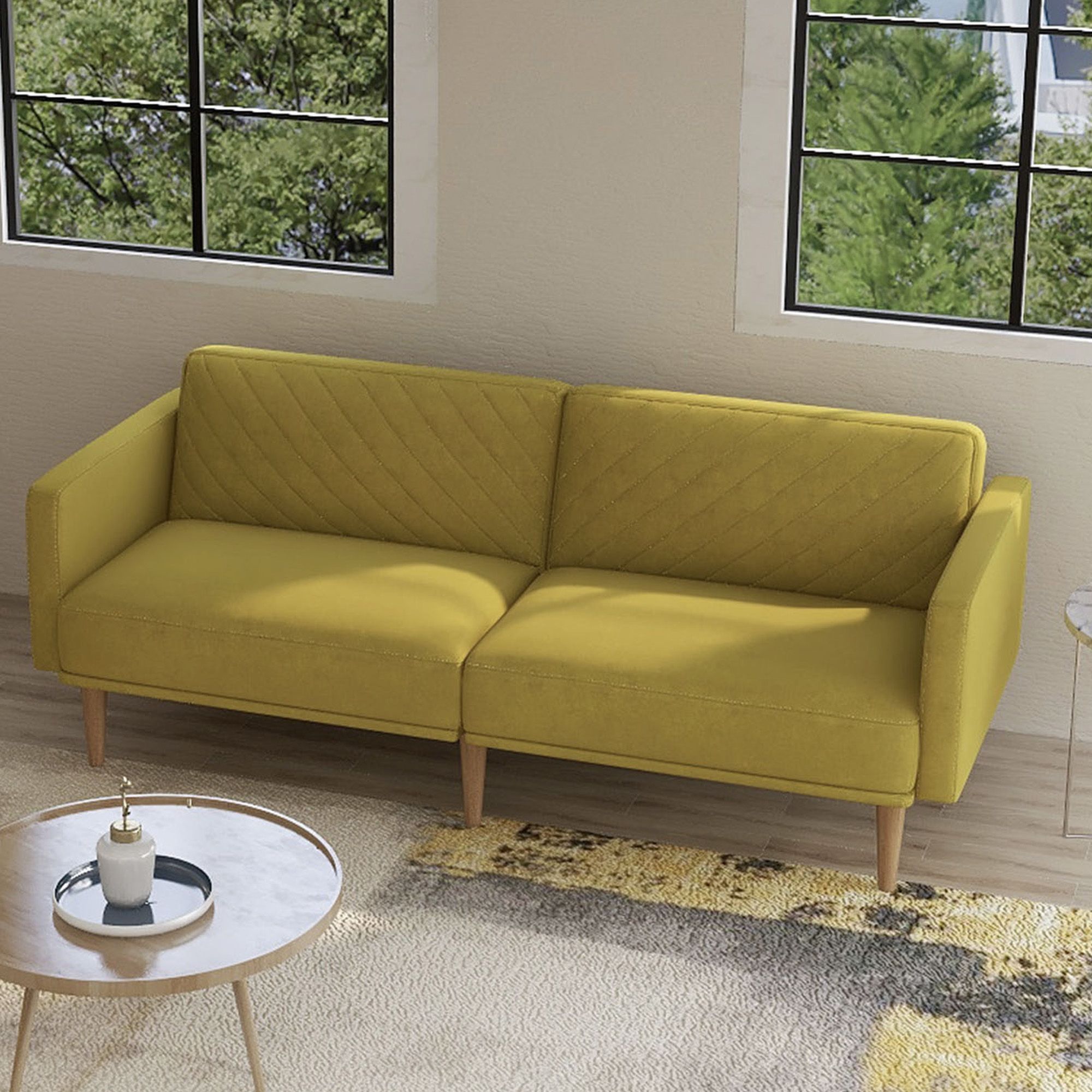 Velvet Fabric Sofa Beds, Urhomepro Mid Century Modern Pertaining To Mireille Modern And Contemporary Fabric Upholstered Sectional Sofas (Photo 5 of 15)