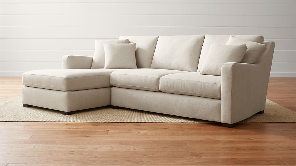Verano Left Arm Beige Sectional With Chaise | Crate And Barrel Within Hugo Chenille Upholstered Storage Sectional Futon Sofas (View 12 of 15)