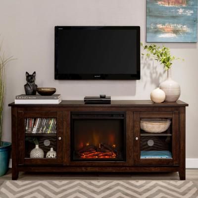 Walker Edison Furniture Company 58 In. Traditional Rustic Throughout Recent Electric Fireplace Tv Stands With Shelf (Photo 4 of 15)
