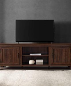 Walker Edison Modern Farmhouse Grooved Wood Stand With With Regard To Best And Newest Grooved Door Corner Tv Stands (View 15 of 15)