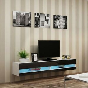 Wall Mounted Tv Stand 16 Color Led Floating Shelf White Pertaining To Most Popular Ezlynn Floating Tv Stands For Tvs Up To 75" (View 8 of 15)