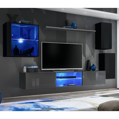 Wall Unit Bmf Switch Xxiii 250cm Wide Tv Stand Display Intended For Most Popular Black Gloss Tv Wall Unit (View 9 of 15)