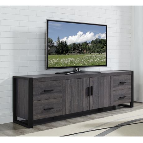 We Furniture 70" Grey Wood Tv Stand Console (View 3 of 15)