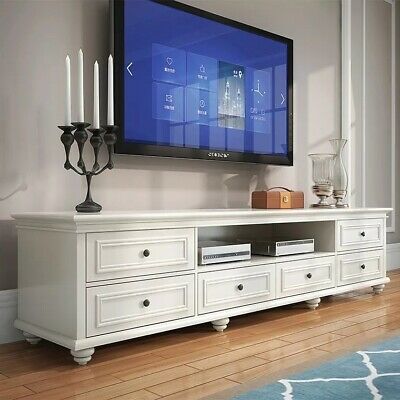 Well Known All Modern Tv Stands Regarding Beata 2m American Country Hampton Style White Tv Stand (Photo 10 of 15)