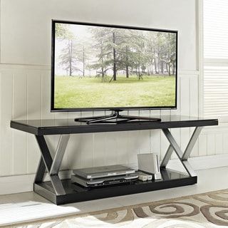 Well Known Contemporary Black Tv Stands Corner Glass Shelf Within Industrial Black Glass 60 Inch Tv Stand – Overstock –  (View 6 of 15)