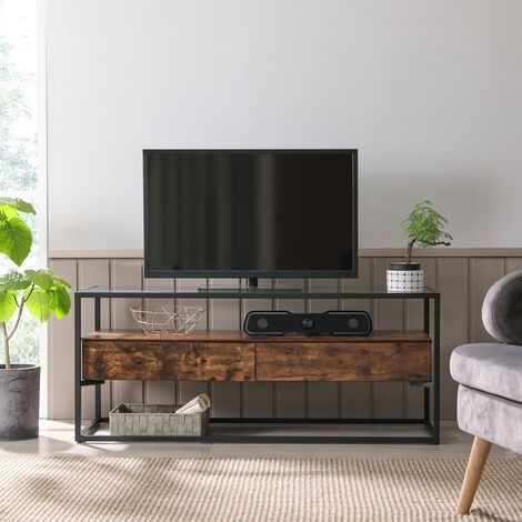 Well Known Glass Shelves Tv Stands For Tvs Up To 65" Pertaining To Vasagle Tv Cabinet For Up To 55 Inch Tvs, Tv Console With (View 7 of 15)