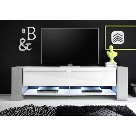 Well Known Modern Black Tabletop Tv Stands With Time Ii – Large White Tv Stand With Stone Imitation Legs (Photo 1 of 15)