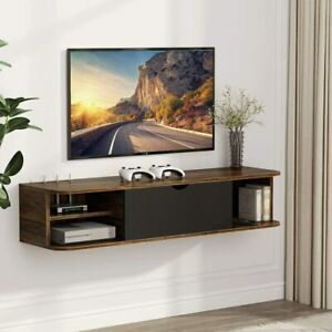 Well Known Tv Stands With Drawer And Cabinets Within 43 Inch Floating Wall Mounted Vintage Tv Shelf Tv Stand (View 7 of 15)