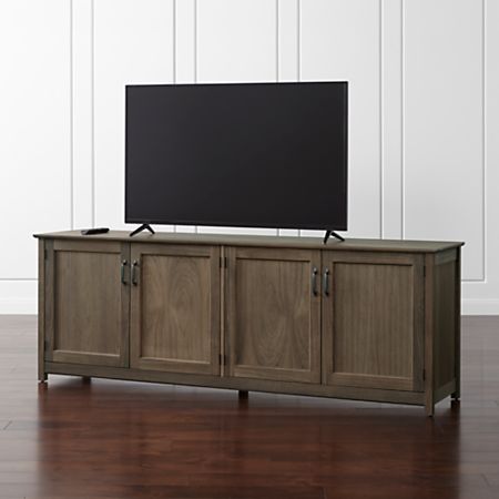 Well Known Walnut Tv Cabinets With Doors Throughout Ainsworth Walnut 85" Media Console With Glass/wood Doors (View 2 of 15)