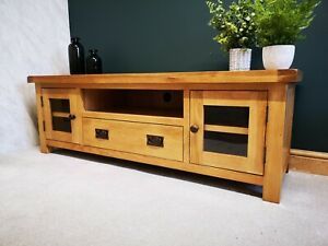 Well Known Wide Tv Cabinets In Oak Large Tv Stand / Wide Television Unit / Solid Wood (View 12 of 15)
