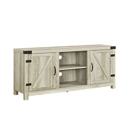Well Known Woven Paths Farmhouse Sliding Barn Door Tv Stands With Multiple Finishes With 58" Barn Door Tv Stand With Side Doors For Tvs Up To 65 (Photo 4 of 4)