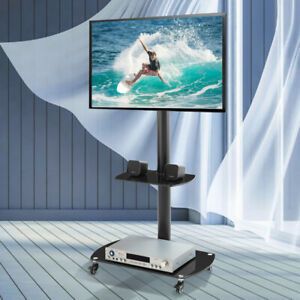 Well Liked Floor Tv Stands With Swivel Mount And Tempered Glass Shelves For Storage With Regard To Multiple Media Devices Mobile Tv Stand Adjustable Tempered (View 9 of 15)