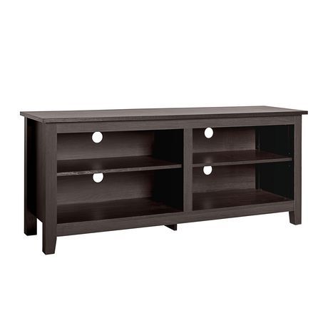 Well Liked Modern Black Universal Tabletop Tv Stands Regarding 58" Espresso Wood Tv Stand (View 8 of 15)