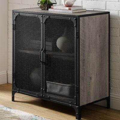 Well Liked Modern Tv Stands In Oak Wood And Black Accents With Storage Doors Within Williston Forge Munich 2 Door Accent Cabinet (Photo 15 of 15)
