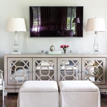 Well Liked Tv Stands Fwith Tv Mount Silver/Black Pertaining To Gray Mirrored Tv Cabinet With Crystal Lamps (View 15 of 15)