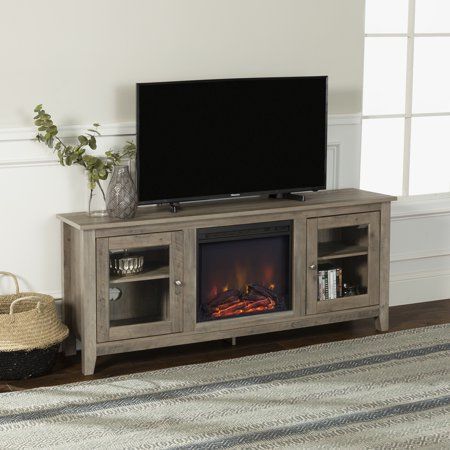 Well Liked Walker Edison Farmhouse Tv Stands With Storage Cabinet Doors And Shelves Pertaining To Walker Edison Fireplace Tv Stand For Tvs Up To 60", Grey (Photo 4 of 15)